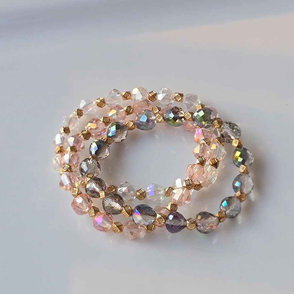 Sparkling Crystal Beaded Bracelet Trio, New! - Picture 3 of 3